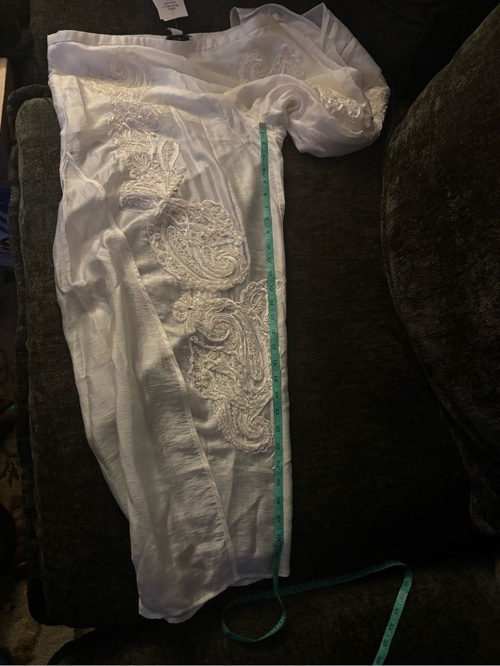 NWT. H&M Edition S/S 2026 Appliqued Barrel-Leg Pants (white) Sz 16 - Picture 9 of 9